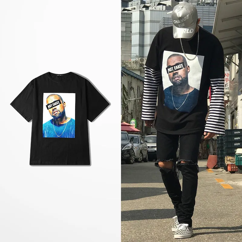 

Europe And The United States High Street Tide Brand T-shirt Man Hip Hop 2pac Kanye West Coast Print Tee Shirt Homme Harajuku Tee