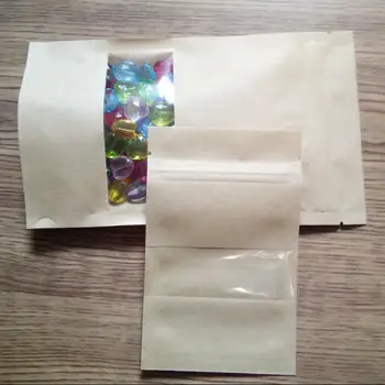 

Hot 18cmx26cm stand-up zip lock brown kraft paper bag leisure nut bag with matte window and gift packing ziplock Bags