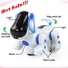 Высокое Качество Милые Электронные Игрушки Робот Роботизированная прогулки собака щенок игрушка музыка блеск Pet безопасные для детей игрушки огни Игрушечные лошадки для детей