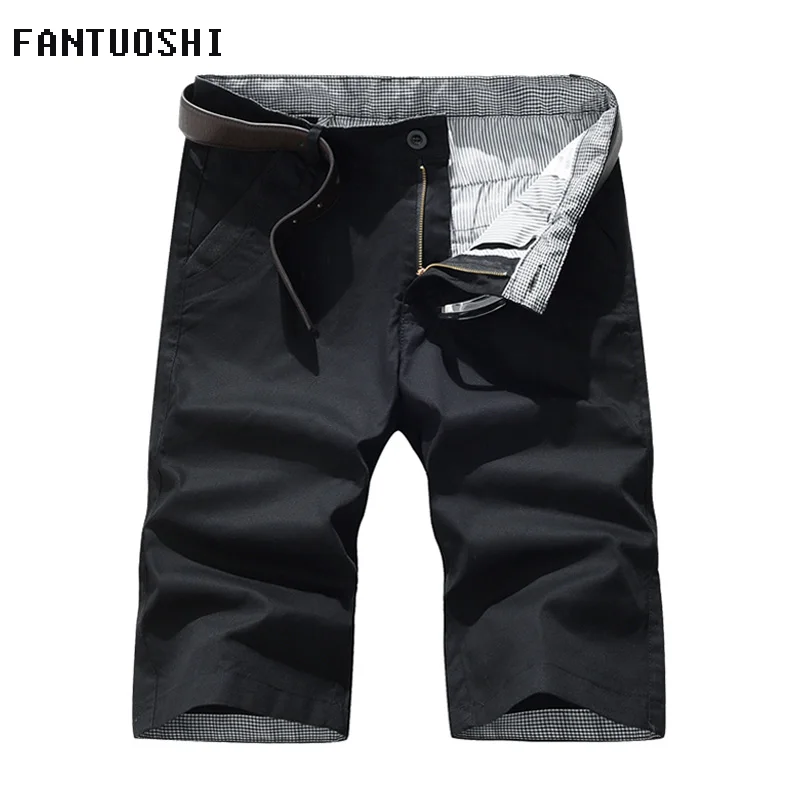 Летние мужские шорты кэжуал модные хлопковые шорты длиной до колена шорты в уличном стиле мужские большие размеры 40 черный хаки