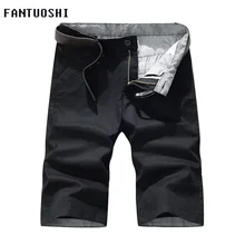 Летние мужские шорты кэжуал модные хлопковые шорты длиной до колена шорты в уличном стиле мужские большие размеры 40 черный хаки
