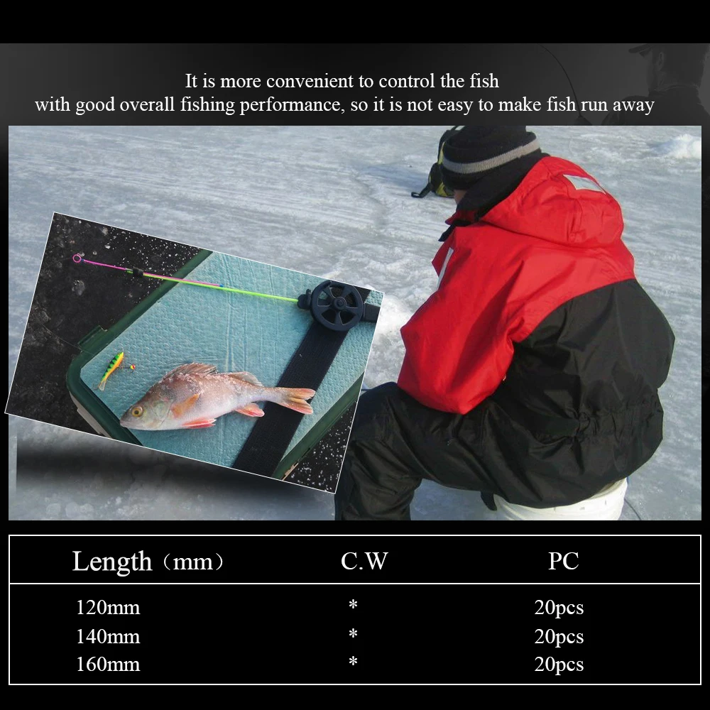 FISH KING 20 шт. 120 мм/140 мм/160 мм удочка для зимней подледной рыбалки верхняя секция мини