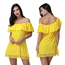 Women Off Shoulder Dress Summer Sexy Lace Boat Neck Fashion Floral Print Pattern Dresses Women Clothing 2017 New Casual Vestidos