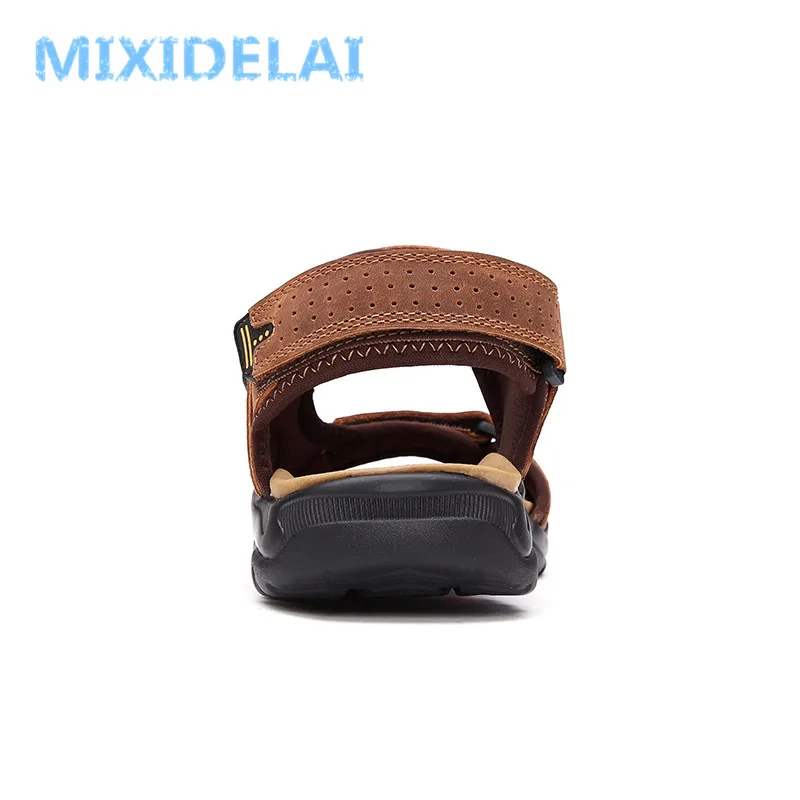 MIXIDELAI/повседневные мужские мягкие сандалии из натуральной кожи; удобная Пляжная обувь; высококачественные мужские летние сандалии в римском стиле; размеры 38-48