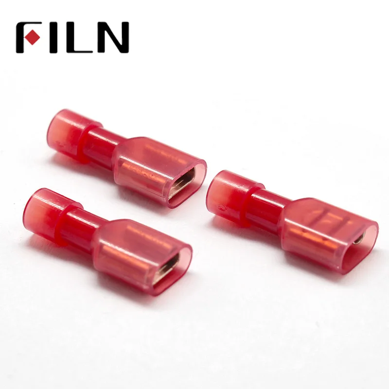 FDFN1.25-250    50pcs 6.3MM Male&Female Car Fully Insulated Spade Crimp connector Terminals Auto Wire Terminal