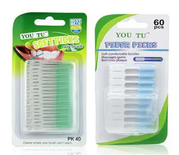 

3*40picks Interdental Brush Picks Natural soft rubber elasticity massage Toothbrush Floss Convenient Travel Cases Oral Care
