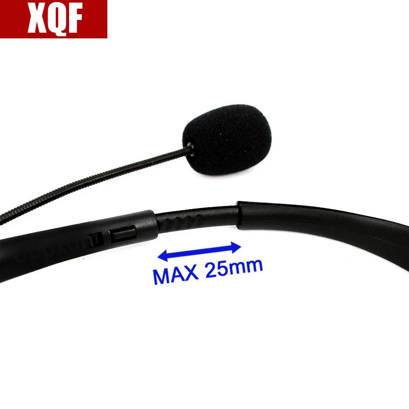XQF Hot Black 2 Pin Headphone Headset with Swivel Boom Mic for Kenwood Baofeng TYT Two Way Radio