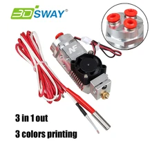 3D printer remote 3 in 1 out extruder kit 12V fan 1.75mm filament compatible with V6/bulldog/titan Mix 3 colors metal extrusion