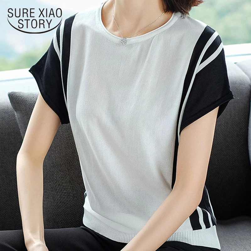 

summer short sleeve t shirt women camisetas verano mujer 2019 striped tshirt women shirt femme O-neck knitted T-shirt 4580 50