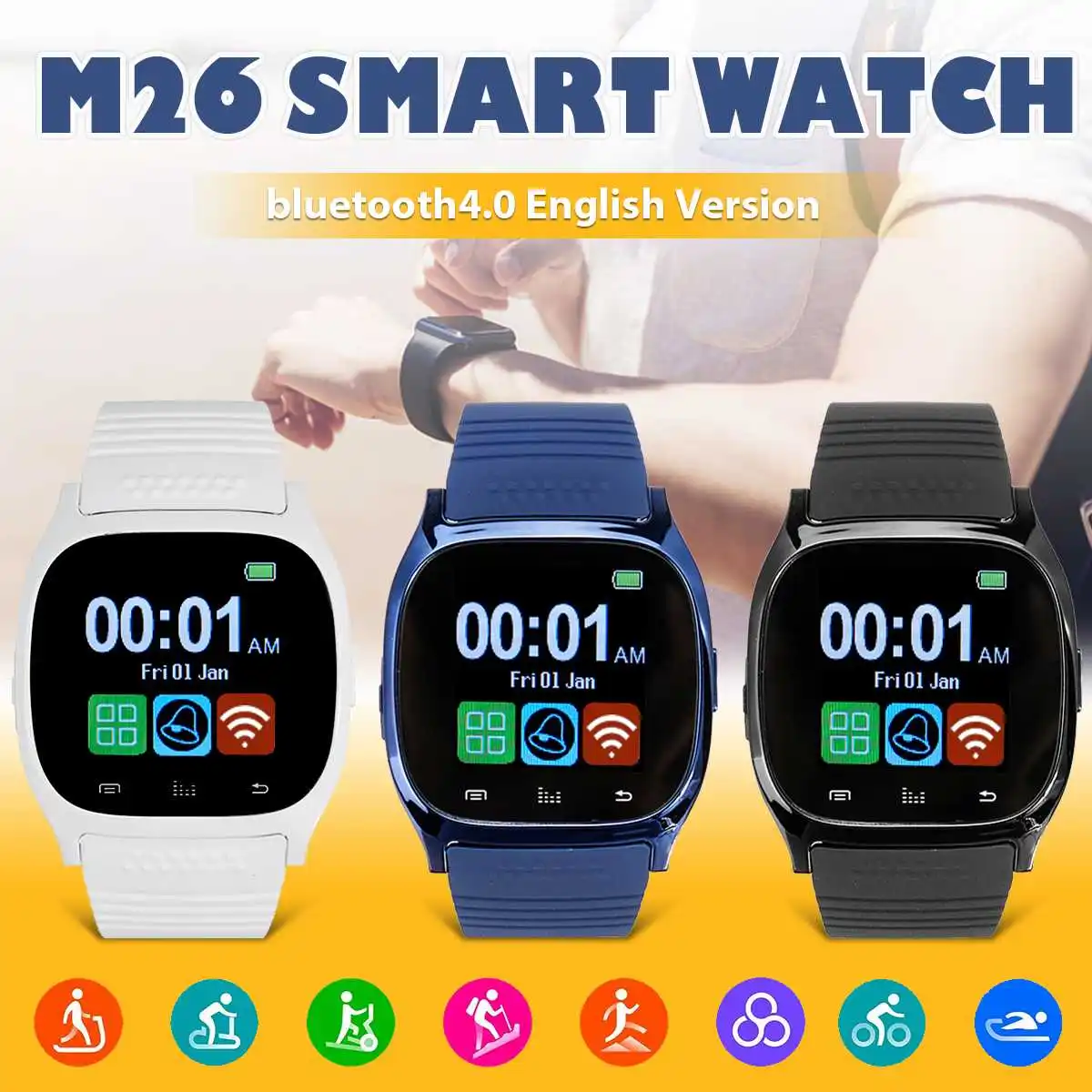 

M26 Smart Watch Wireless bluetooth Wrist Smart Bracelet Blood Pressure Heart Rate Monitor Fitness Trackers Waterproof Smartwatch