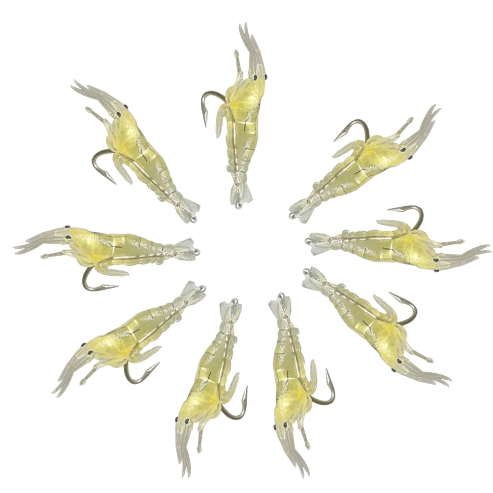 

High Quality Useful 9Pcs 4cm Soft Shrimp Fishing Lures Artificial Bait with Worm Lures Hook Crankbaits Hooks Tackle