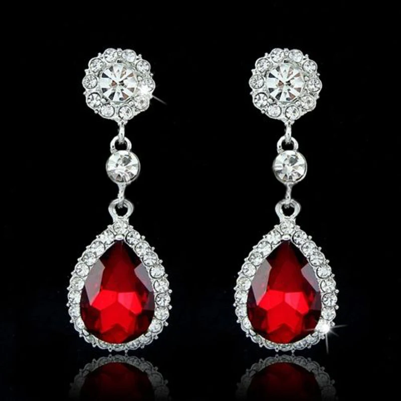 Luxury Crytsal Rhinestone Teardrop Wedding Bridal Diamond Dangle Stud Earrings