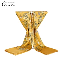 CISULI шелк атлас длинный шарф для мужчин 26X160 см Desigual животный принт золотой дракон Китай шелк