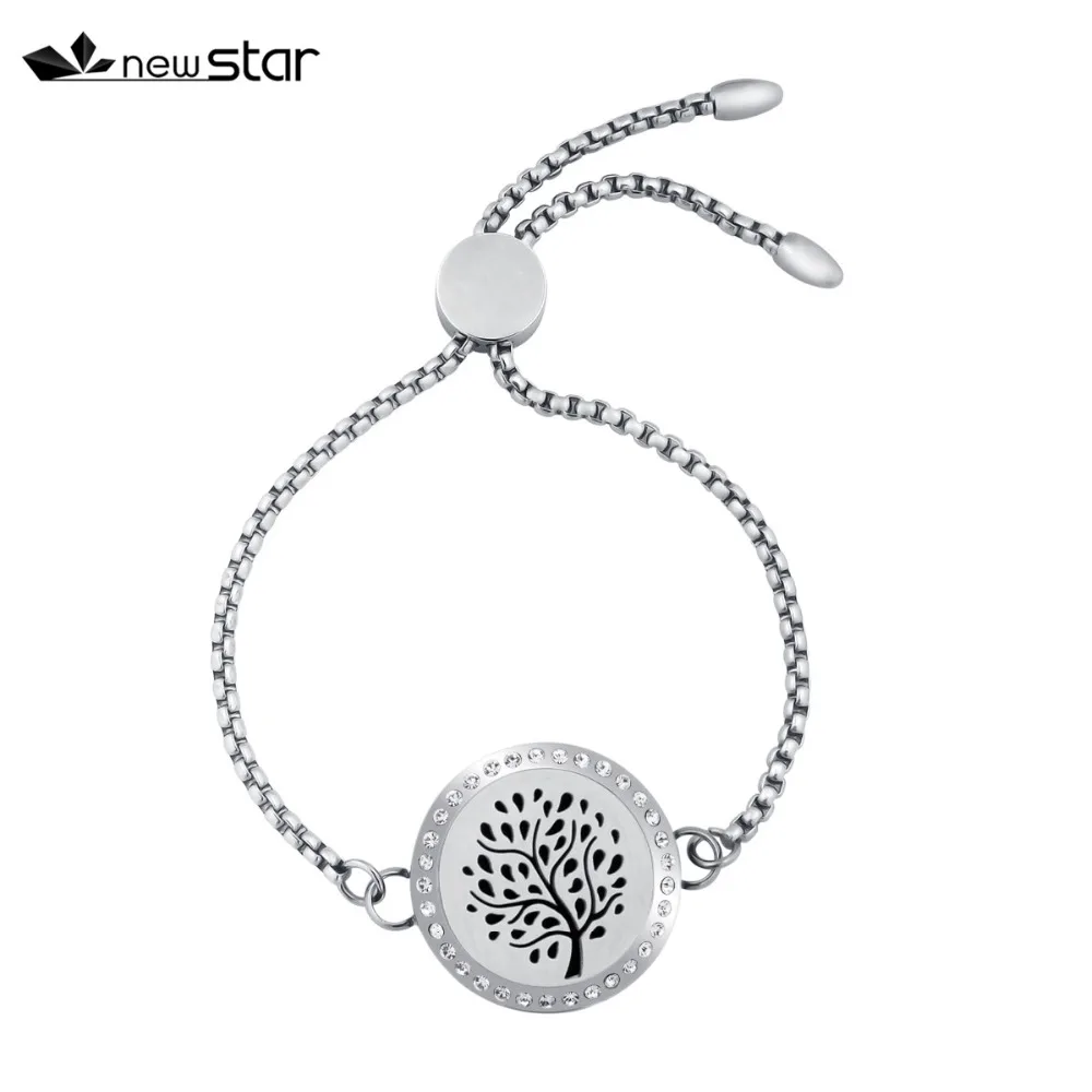 NS-BS391-1 Diffuser Leather Locket Bracelet_