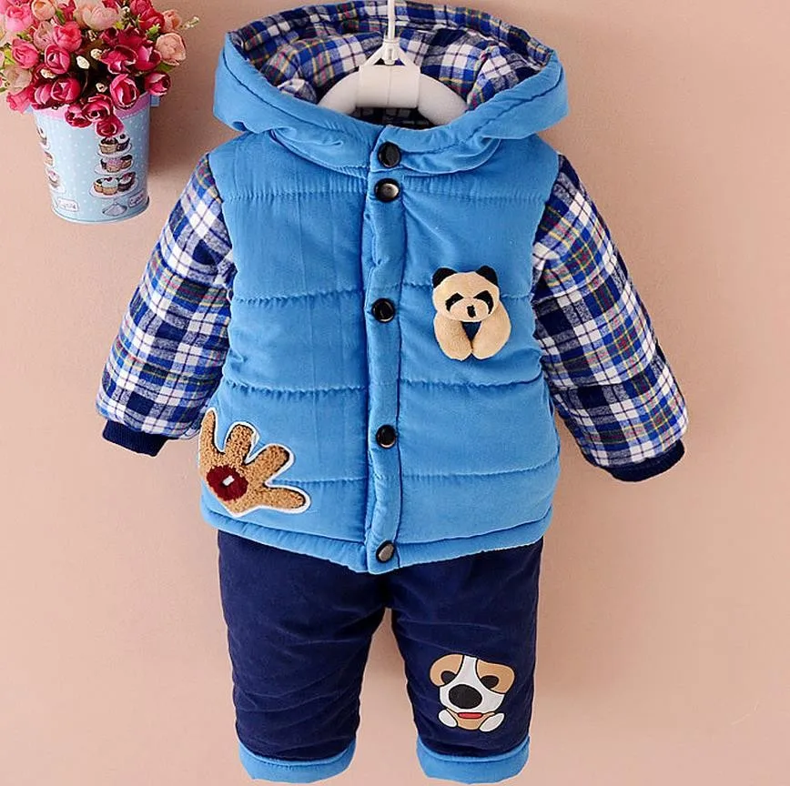 New Baby Boys Clothing Set Winter Warm Clothes Suit Lovely bear Cotton