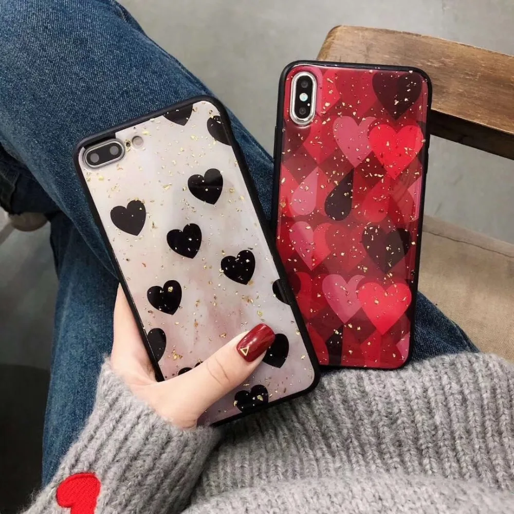 Case For Samsung Note9 8 S9 S8 Plus Cover Glitter Sequins Love Heart  (1)