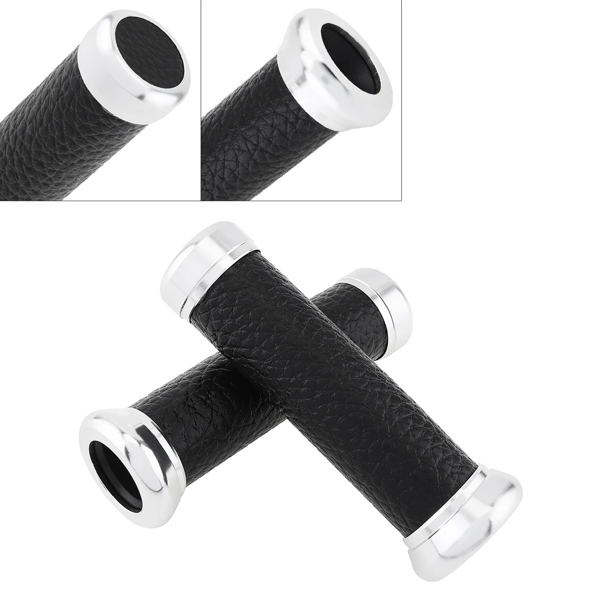 

Univeral 2pcs Rubber Retro Motorcycle Handlebar Cover Black Sliver for Handlebar in 22mm Diameter for Motorcycle Motorbike