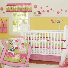 Горячие продажи детские постельные принадлежности для кроватки одеяло трава животные Зеленый одеяло защитный бортик постельное белье юбка 5 предметов набор Горячий