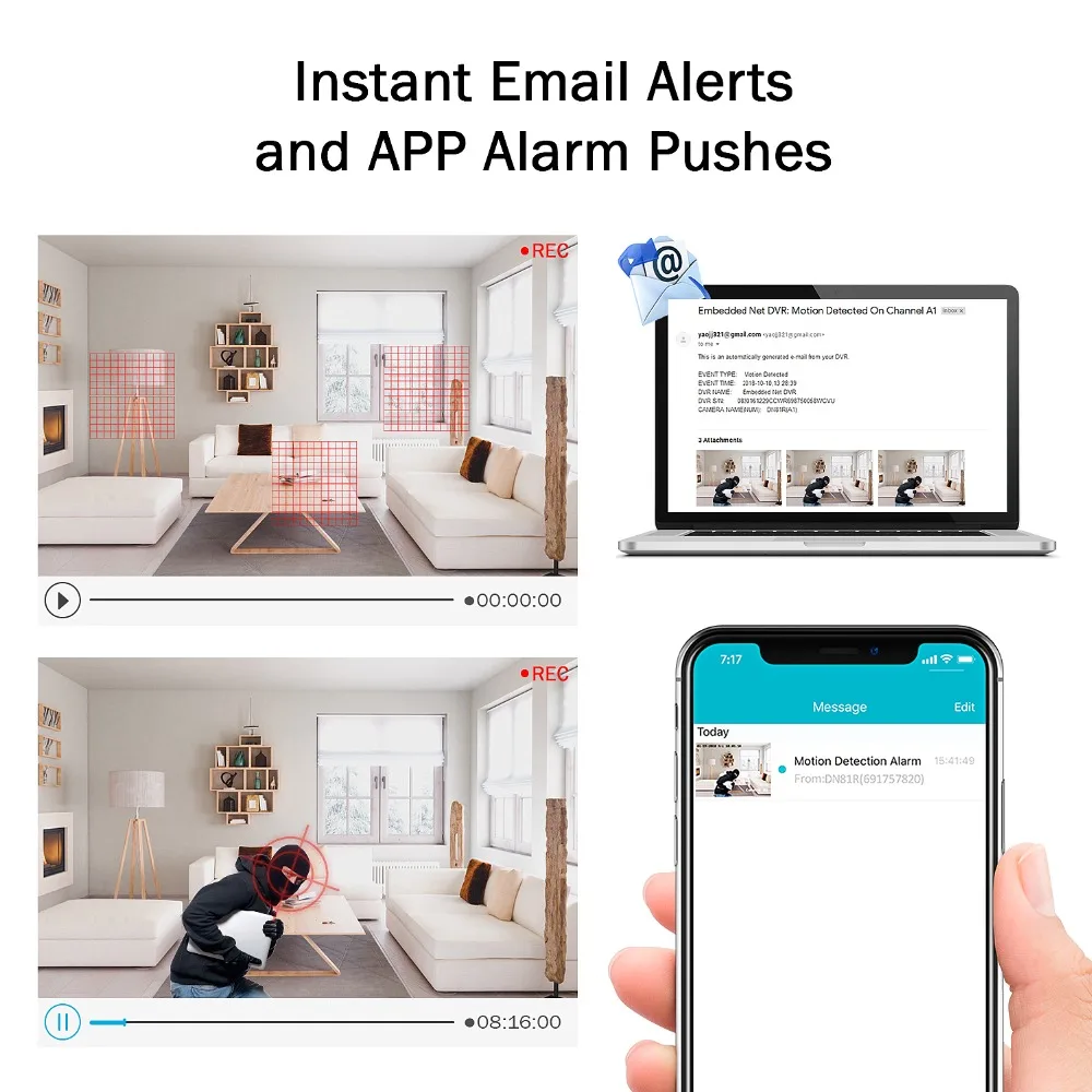  ANNKE 8CH 1080P Video Security System 5in1 1080N H.264+ DVR With 8X HD TVI Smart IR Bullet Weatherp - 32957557268