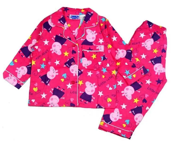 7Set Baby Girls Peppa Pig Pajama Set/ Children Long Sleeve Flannel