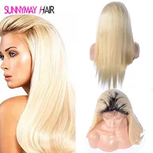 10A Blonde Color Dark Roots Brazilian Virgin Human Hair full Lace Human Hair Wig Blonde Ombre 613 Color Human Hair Wigs In Stock