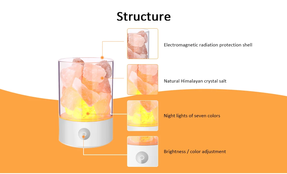 Естественная соль рок кристалл лампа здоровье красочный сенсорный светодио дный светодиодный Атмосфера Огни очищают ночные огни для