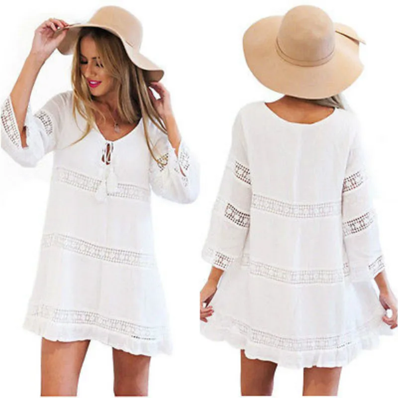 white cover up dress
