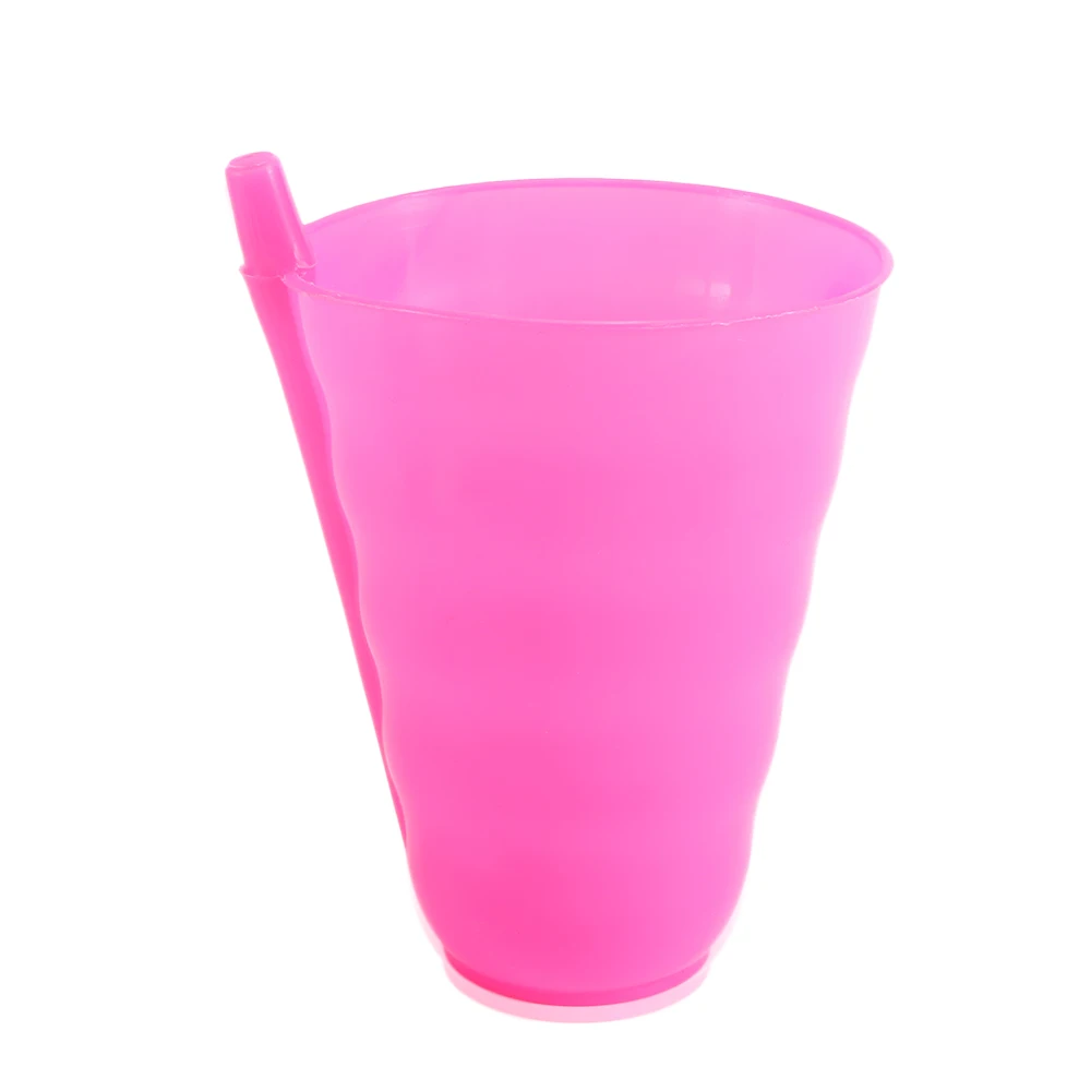 

Children Plastic Drinking Water Cups Built in Drinking Straw Fruit Juice Milk Drink Home Cup Orange/Blue/Green/Hot Pink