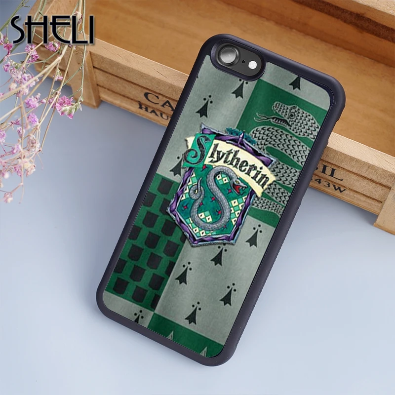 

SHELI House Slytherin Harry Potter Phone Case Cover For iPhone 5 5s SE 6 6s 7 8 plus 10 X Samsung Galaxy S5 S6 S7 edge S8 Plus