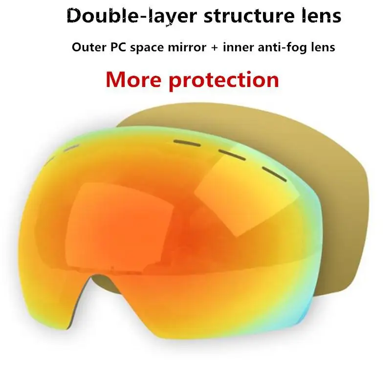 Унисекс Зимние снежные виды спорта Сноуборд очки с анти-туман УФ Защита снегоход Катание на коньках маска