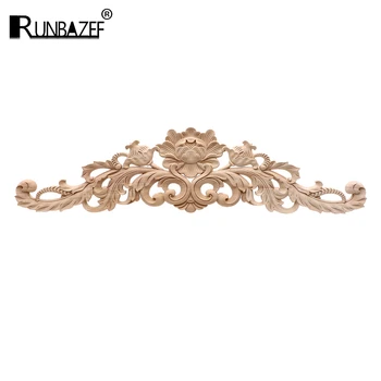 

RUNBAZEF Frame Door Cabinet Decorative Figurines Wood Appliques for Furniture Unpainted Carved Home decor Decoration Accessories