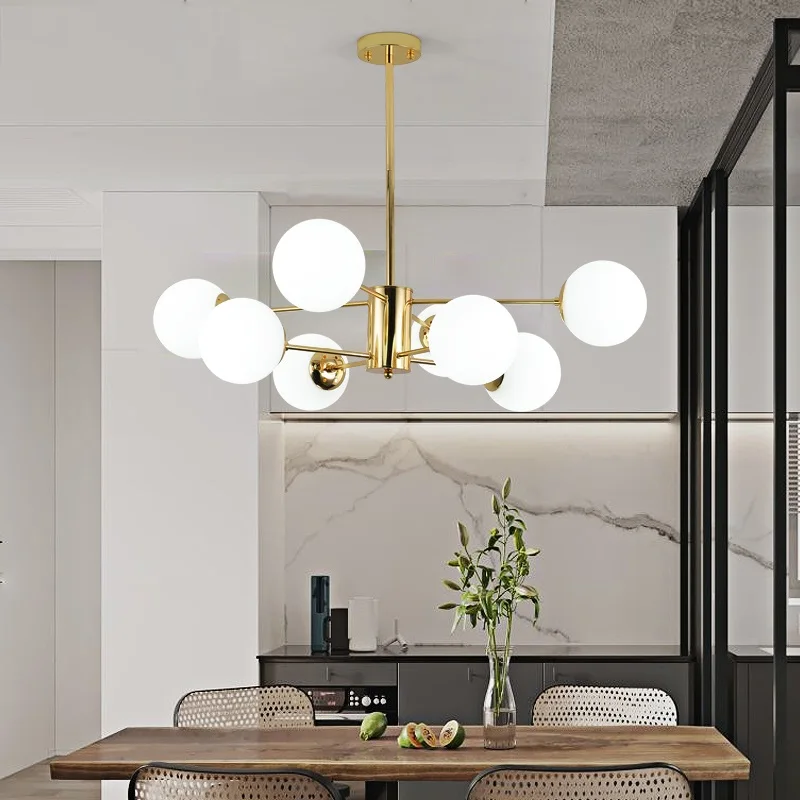 Bola de Vidro Pós-moderna Criativo Feijão Mágico Lustre Estilo Nórdico 6 vidro lustre lustre estilo Nórdico