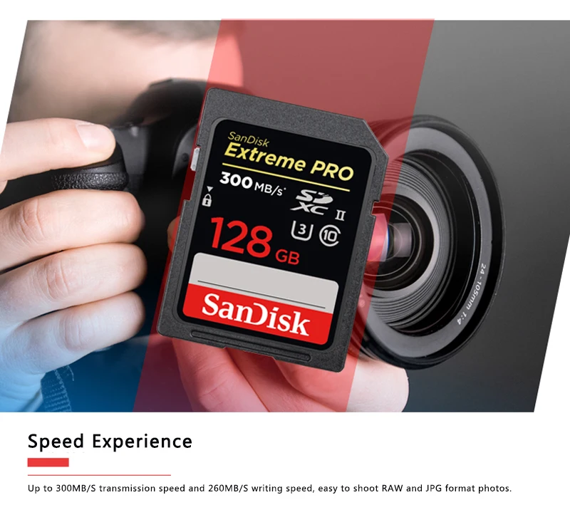 Двойной Флеш-накопитель SanDisk Extreme Pro SD карта, 32 ГБ, 64 ГБ, UHS-II SDHC/SDXC до 300 МБ/с. 2000X слот для карт памяти U3 флеш-карта для спортивной экшен-камеры 4K видео в формате Full HD Камера
