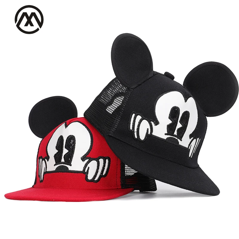 

Children's Mickey Cartoon Hip Hop Caps Boys and Girls Universal Summer Sunshade mesh hats Adjustable High Quality Outdoor shade