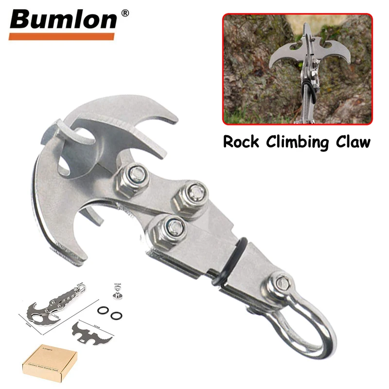 

2 IN 1 Gravity Hook,Stainless Steel Grappling Hook Survival Folding Rock Climbing Claw Multifunctional Gravity Carabiner RL21-48