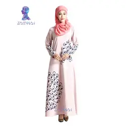 Новое поступление Модные модальные печатных рукава мусульманская женская одежда Высокое качество турецкая исламская Абаи платье