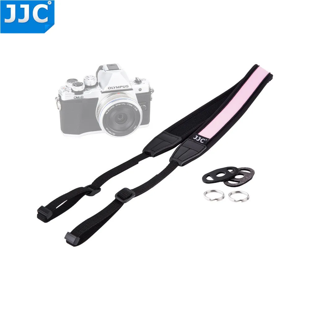 JJC Mirrorless Camera Shoulder Neoprene 124cm Length DSLR Sling Belt Ring ang Lug Protector Colourful Adjustable Neck Strap For - Цвет: Pink