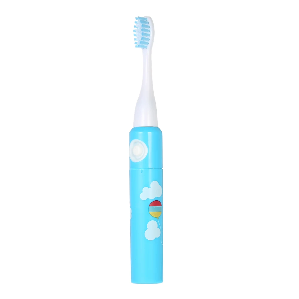 Детская IPX7 Водонепроницаемая автоматическая электрическая зубная щетка с мультяшным рисунком, мягкая щетка для волос, уход за зубами для детей с 2 головками - Цвет: blue