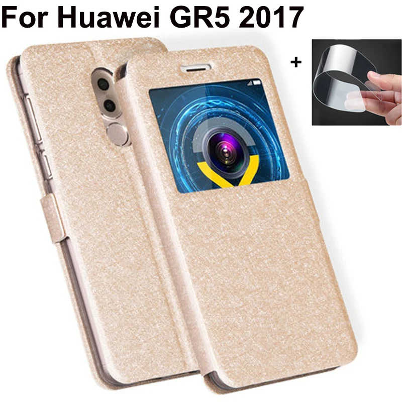 5 &quotкожаный чехол с передним окном для Huawei GR5 2017 телефона G R задние Чехлы бампер