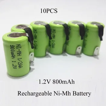 

SORVESS 10PCS 1/2AA 1.2VNiMh Rechargeable Battery 800mAH Ni-Mh Ni Mh Batteries With Welding Tab Pins For DIY Electric Shaver