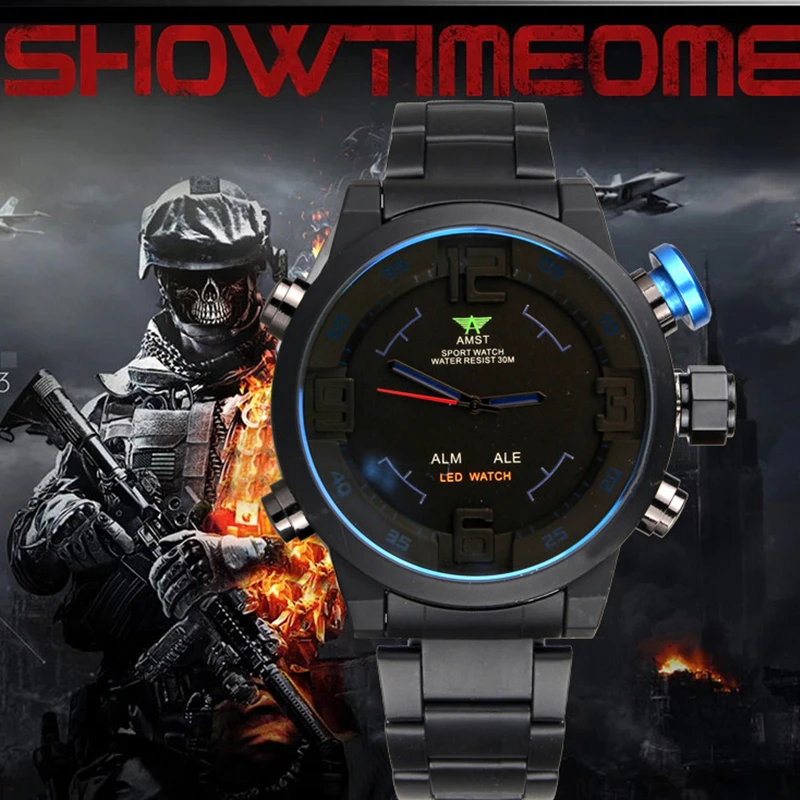 

2017 Men's Watches AMST Brand Luxury Casual LED Military Sports Wristwatch Waterproof 30M Male Clock Relogio Masculino AM3006