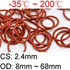 10pcs VMQ O Ring Seal Gasket Thickness CS 2.4mm OD 8 ~ 68mm Silicone Rubber Insulated Waterproof Washer Round Shape Nontoxi Red ► Photo 1/5