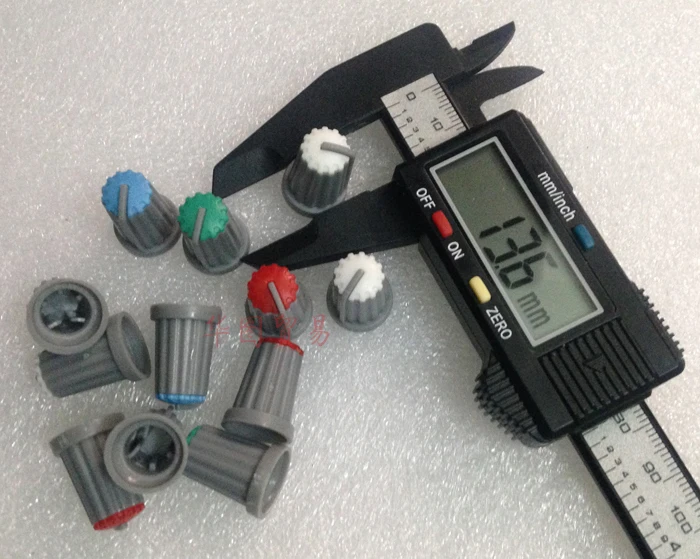 

12pcs Half Axle Potentiometer power amplifier Plastic knob caps / Half shaft encoder knob Cap D hole 6mm red green blue white