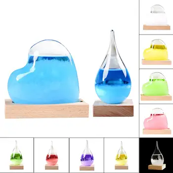 

Waterdrop Heart-shaped Design Weather Storm Forecast Bottle Home Ornaments DIY Desktop Transparent Crystal Glass Storm Barometer