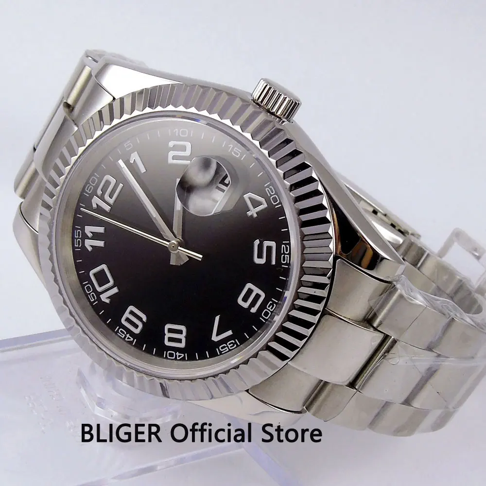 Classic 40MM Black Sterile Dial Men's Watch Sapphire Crystal Date