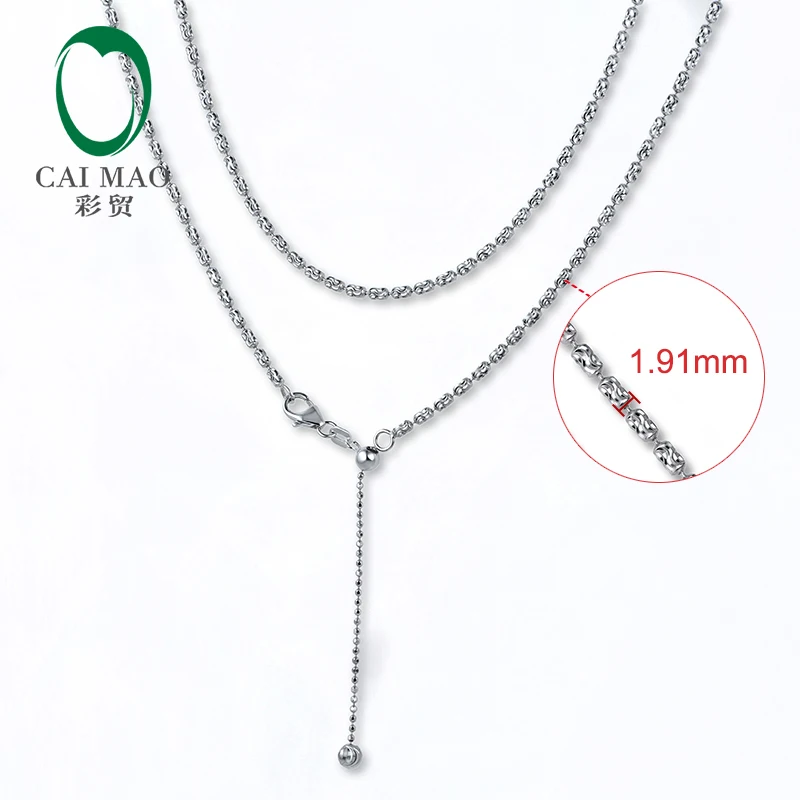 

CAIMAO Unisex 18kt White Gold Chain Necklace 18 to 20inch About 45 to 50cm Wholesales Ripple Design Fine Jewelry