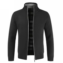 M-3XL Autumn Winter Zipper Knitted Sweater Man Long Sleeve Stand Collar Jacket Sweater Male 2018 Cardigan Plus Size Coat Outwear