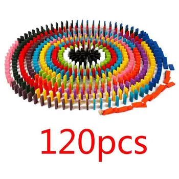

120pcs/set Children Color Sort Rainbow Wood Domino Blocks Kits Early Bright Dominoes Games Educational Toys For Children Gift
