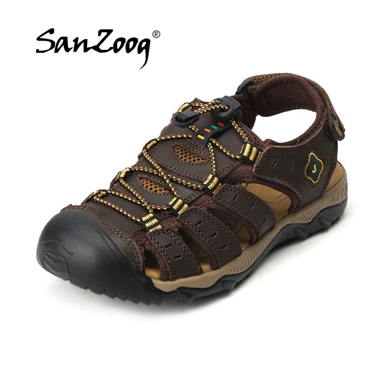 

New Fashion Summer Beach Breathable Men Sandals Genuine Leather Men's Sandal Causal Man Shoes Big Size 38-45