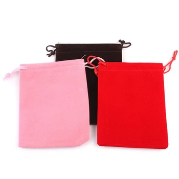 

9pcs/lot Velvet Bags Jewelry Rectangle Mixed Color Velvet Pouch Packaging Drawstring Gift Bags For Jewelry 12*10cm